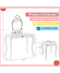Gouun Wood Children Makeup Vanity Table with Removable Mirror
