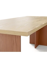 Homsee 7feet Solid Wood Dining Table Farmhouse Kitchen Table with Open Grain Finish and Rubber Wood Legs