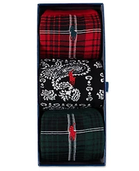 Polo Ralph Lauren Men's Chopped Bandana and Plaid Pattern Socks, 3-Pack