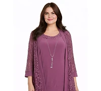R & M Richards Women's 2-Pc. Sequined Lace Jacket Necklace Dress Set