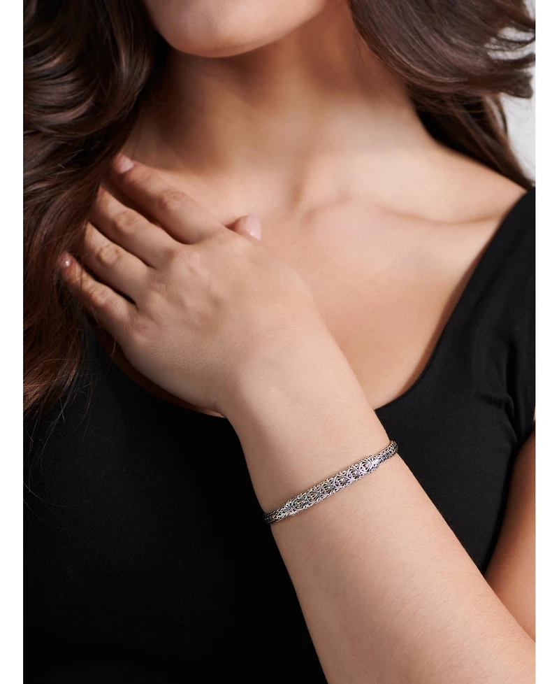 Devata Dragon Skin with Bone Chain Bracelet Sterling Silver and 18K Gold Accents