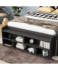 Sailvan Full Platform Bed Frame with Bookcase Headboard, 6 Storage Drawers and End Case