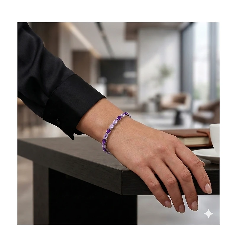 Simona Amethyst Tennis Bracelet in Sterling Silver