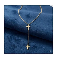 Simona Polished Double Cross Lariat Necklace