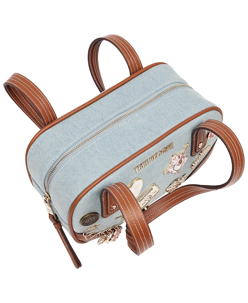 True Religion Arbor Multi Pin Logo Denim Satchel