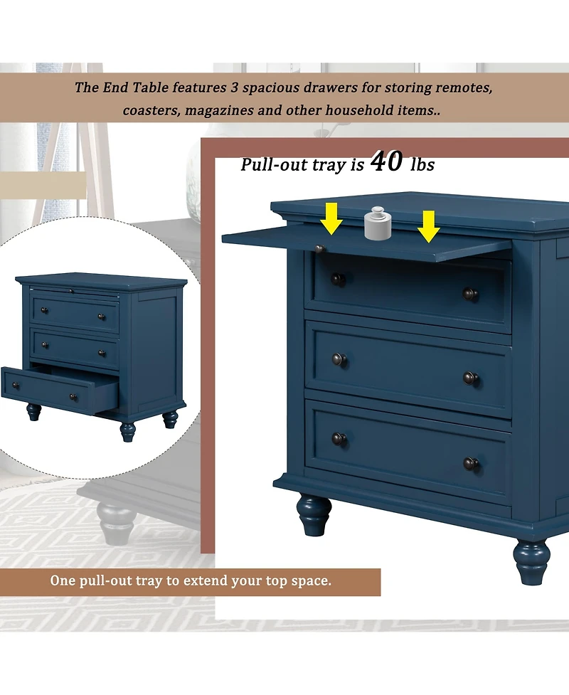 Rainsken Modern Wooden Nightstand