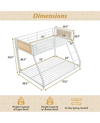 Slickblue Metal Bunk Bed Twin Over Full with Safety Guardrails and Space Saving Ladder Design