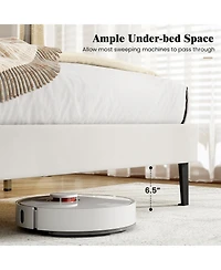 Slickblue Modern Velvet Upholstered Platform Bed Frame with Durable Wooden Support Base