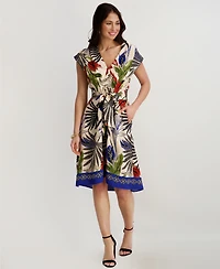 Kensie Women's Printed V-Neck Midi Dress