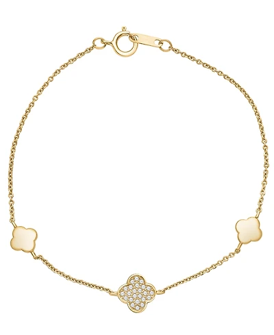 Wrapped Diamond (1/10 ct. t.w.) 3-Clover Bracelet in 10k Yellow Gold