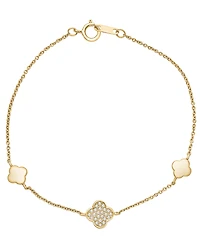 Wrapped Diamond (1/10 ct. t.w.) 3-Clover Bracelet in 10k Yellow Gold