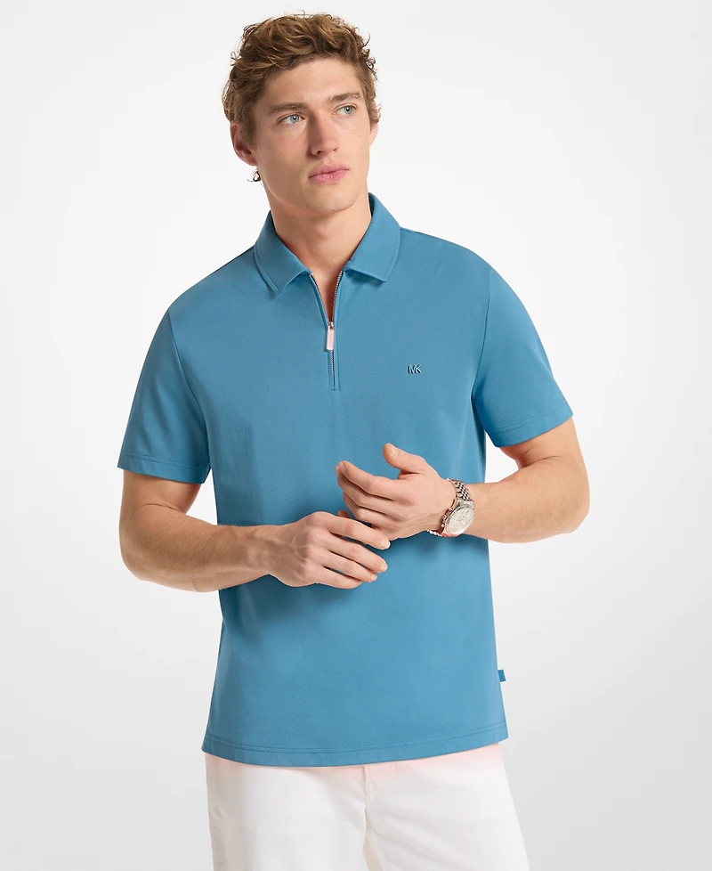 Michael Kors Men's Sleek Regular-Fit 1/4-Zip Pique Polo Shirt