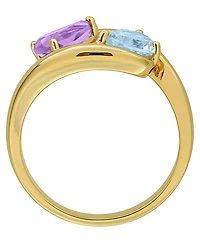 Macy's Amethyst (1/2 ct. t.w.) and Blue Topaz (7/8 Ring 18k Gold Flash Plated Sterling Silver