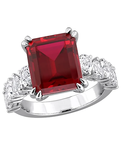 Macy's Lab Grown Blue Sapphire (5 ct. t.w.) & White (2-1/5 Ring Sterling Silver (Also Available Ruby)