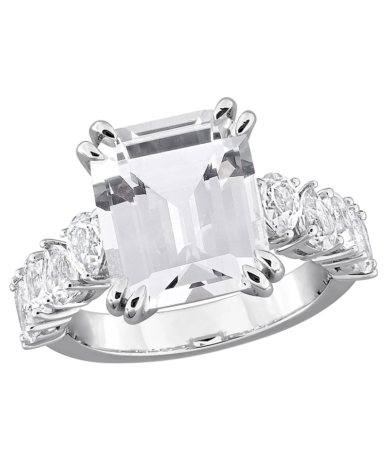 Macy's Lab Grown Blue Sapphire (5 ct. t.w.) & Lab Grown White Sapphire (2-1/5 ct. t.w.) Ring in Sterling Silver (Also Available in Ruby)