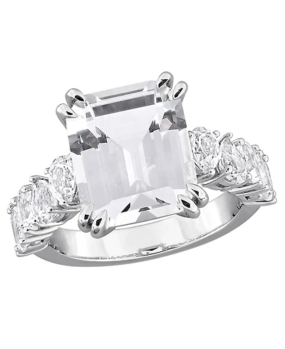 Macy's Lab Grown Blue Sapphire (5 ct. t.w.) & Lab Grown White Sapphire (2-1/5 ct. t.w.) Ring in Sterling Silver (Also Available in Ruby)