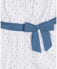 Hope and Henry Toddler Girls' Organic Ruffle Collar Button Front Seersucker Romper