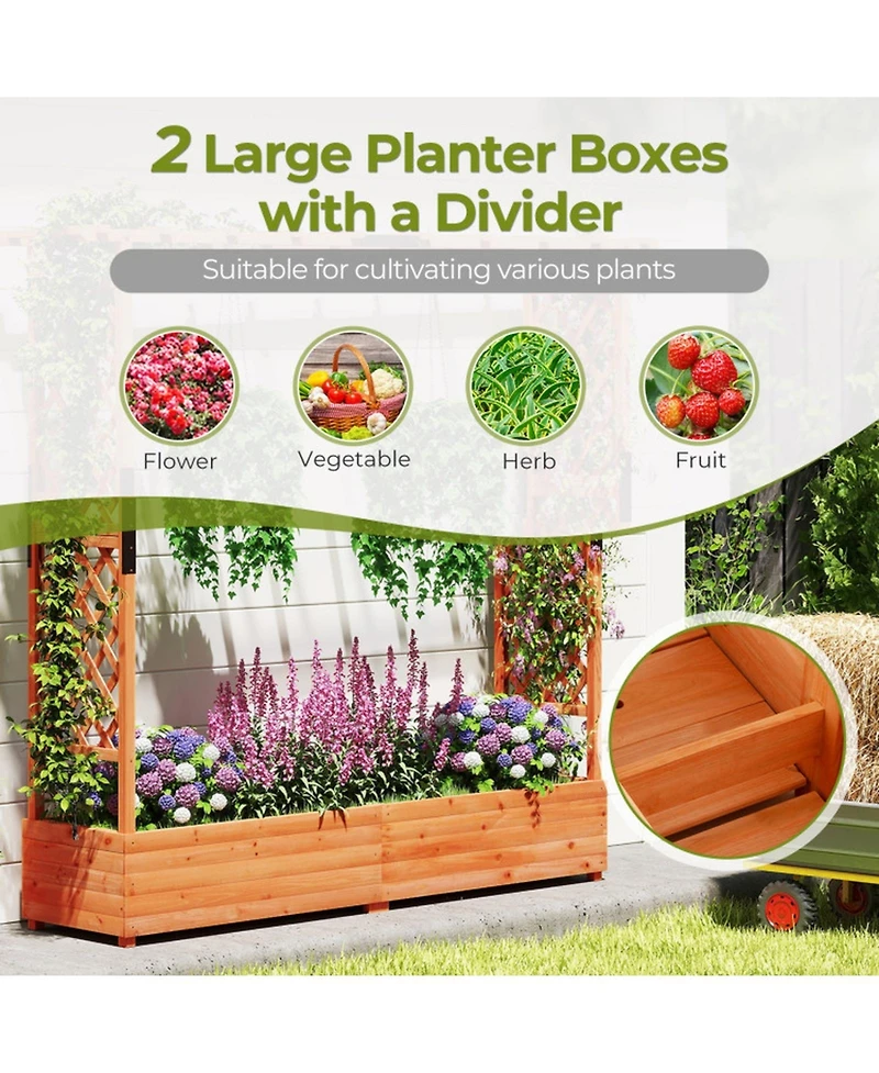 Gouun 77-Inch Raised Garden Bed with Arch Trellis and Hanging Roof