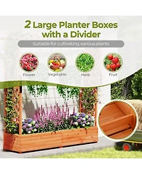 Gouun 77-Inch Raised Garden Bed with Arch Trellis and Hanging Roof