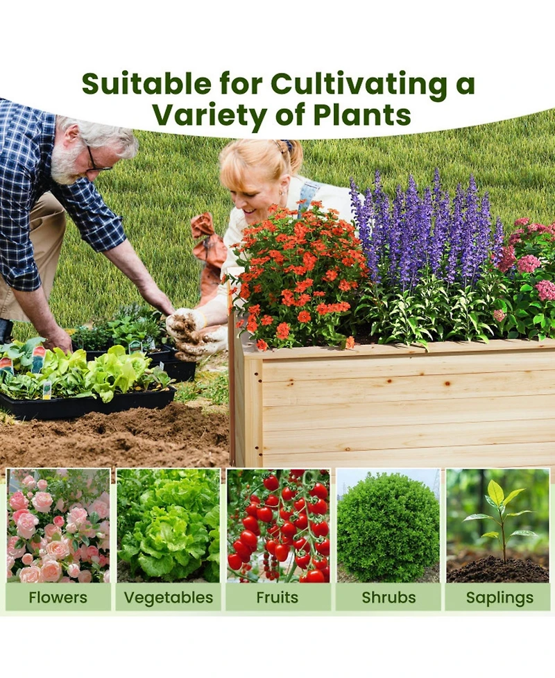 Gouun Elevated Fir Wood Planter Box with Open-Ended Base