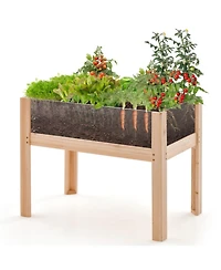 Gouun Fir Wood Raised Garden Bed with Acrylic Side Panels