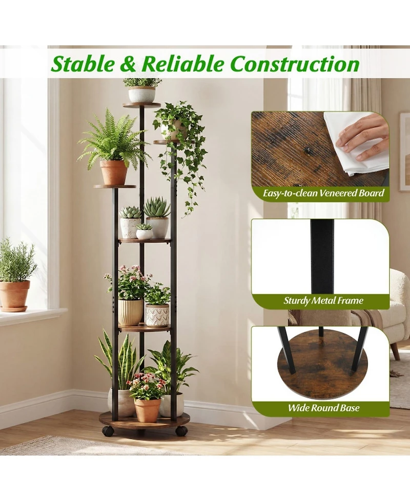 Gouun 6-Tier Plant Stand with Rgb Grow Light and Wheels