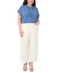 Vince Camuto Plus Size V-Neck Front-Tie Short-Sleeve Blouse