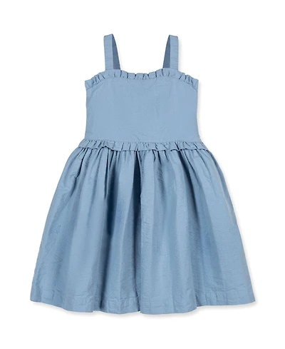 Hope & Henry Toddler Girls Organic Ruffle Edge Seersucker Apron Dress