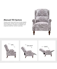 Hulala Home Ariany Floral Manual Recliner with Nailheads