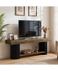 Tribesigns 63" Tv Stand for 55/60/65/75-Inch Tvs, Farmhouse TV Console with Open Storage Shelve