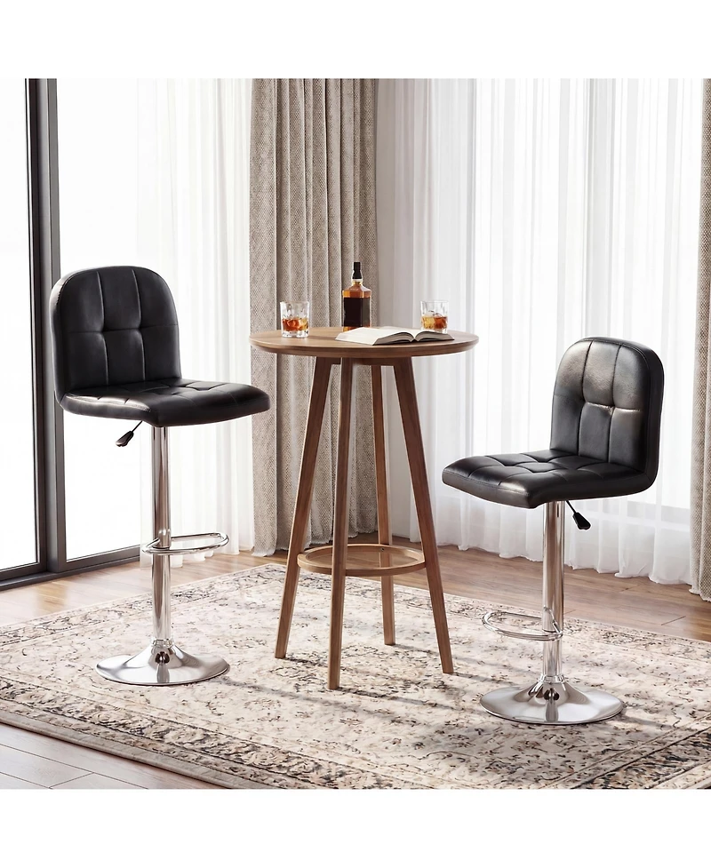 Gymax Swivel Bar Stools Set of 4 with Backrests Footrests and Metal Base for Kitchen