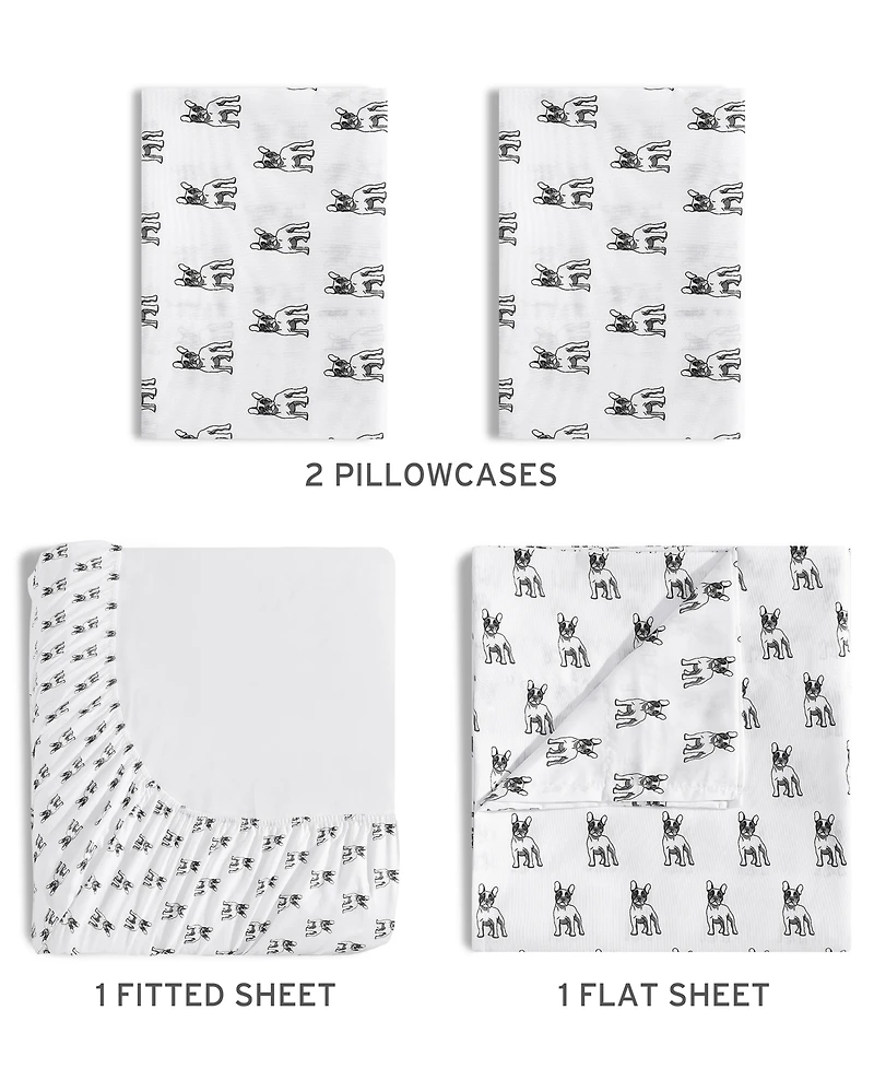 Beatrice Home Fashions Whimsical Printed Microfiber -Pc. Sheet Set