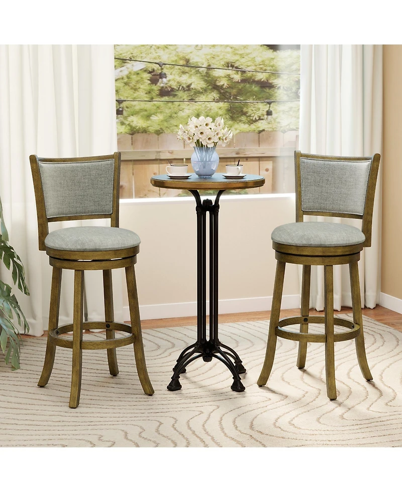Gymax Swivel Bar Stools Set of 4 30 Inch Bar Height Chairs with Backrests and Wood Frame