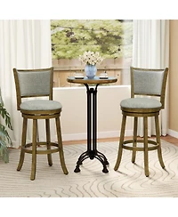 Gymax Swivel Bar Stools Set of 4 30 Inch Bar Height Chairs with Backrests and Wood Frame