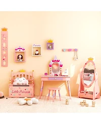 Gouun 2-in-1 Kids Princess Toy Box with Safe Hinged Lid and Bench Seat, 23.5 x 25 in