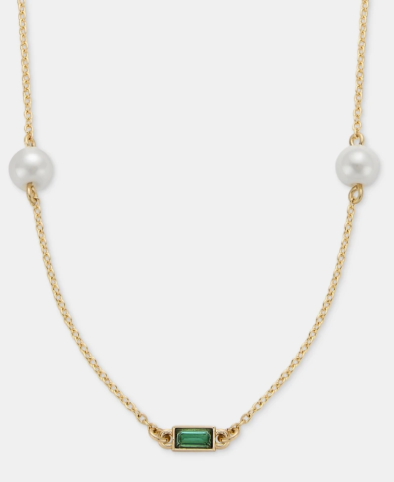 Lauren Ralph Lauren Baguette Stone & Imitation Pearl 36" Strand Necklace