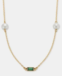 Lauren Ralph Lauren Baguette Stone & Imitation Pearl 36" Strand Necklace