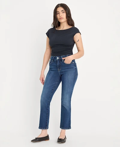 Good American Women's Soft Tech Mid-Rise Straight Jeans