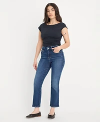 Good American Women's Soft Tech Mid-Rise Straight Jeans