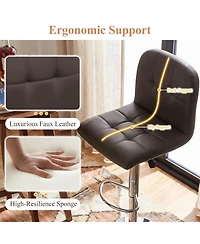 Gymax Swivel Bar Stools Set of with Backrests Footrests and Metal Base for Kitchen