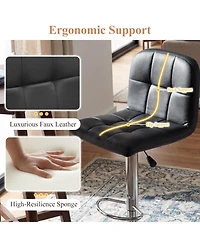 Gymax Swivel Bar Stools Set of with Backrests Footrests and Metal Base for Kitchen