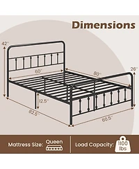 Slickblue Platform Bed Frame with Headboard Storage Space Under Bed for Organization