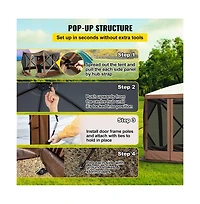 Sugift 10 x 10 ft Pop-Up Camping Gazebo Screen Tent 6 Sided Canopy Shelter for 8 People