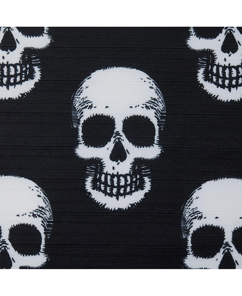Kate Aurora Halloween Accents Black and White Spooky Skulls Fabric Shower Curtain