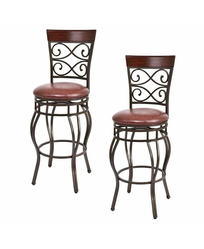 Gymax 2PCS Retro Swivel Bar Stools with Padded Seat Home Kitchen Pub Bistro
