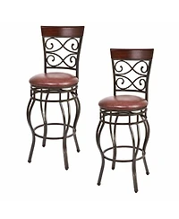 Gymax 2PCS Retro Swivel Bar Stools with Padded Seat Home Kitchen Pub Bistro