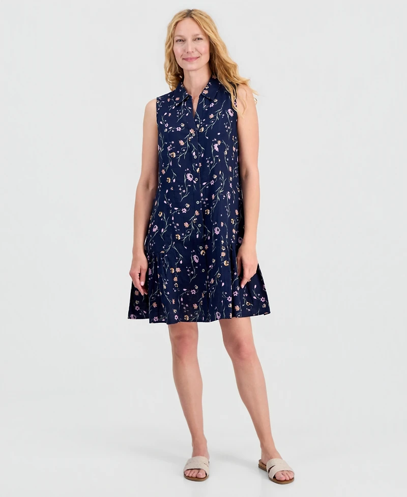 Style & Co Women's Printed Cotton Sleeveless Shirtdress, Macy's Exclusive