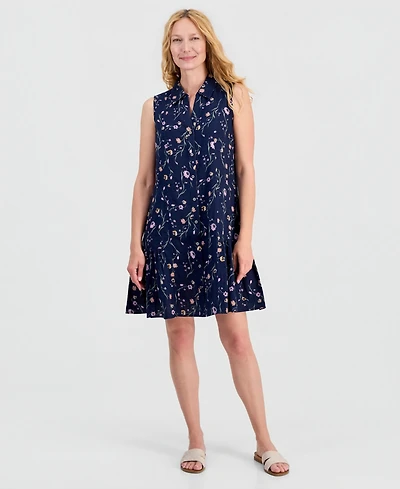 Style & Co Women's Printed Cotton Sleeveless Shirtdress, Macy's Exclusive