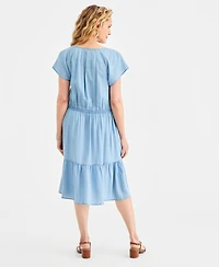 Style & Co Women's Tiered Chambray Dress, Macy's Exclusive
