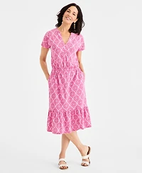 Style & Co Women's Printed Short-Sleeve Knit Dress, Macy's Exclusive